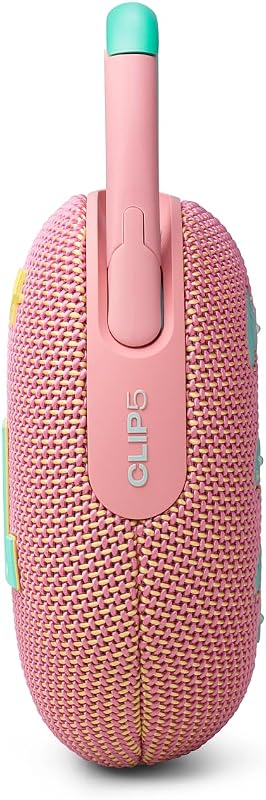 Clip 5, Enceinte Bluetooth ultra-portable, mousqueton intégré, son JBL Pro, basses percutantes, 12 heures d'autonomie, fonction Playtime Boost, résistante à l'eau et à la poussière IP67, en rose