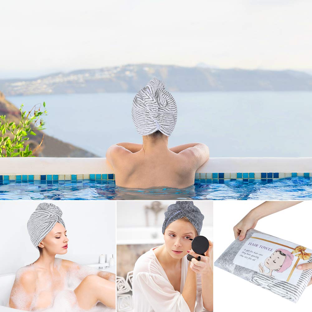 Laluztop Hair Towel Wrap for Women, Ultra Soft Hair Drying Towels with Button, Anti Frizz Super Absorbent & Quick Dry Hair Turban for Drying Curly, Long & Thick Hair（2 PCAK） : Beauty