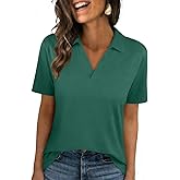 UNCLECAT V Neck Polo Shirts for Womens - Summer 2026 Short Sleeve Collared Tops Business Casual Blouses