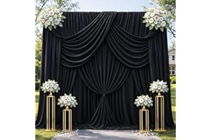 EJNSQA 20ft x 12ft Black Backdrop Curtains, Wrinkle Free Thick Fabric Polyester Curtains Backdrop Drapes Cover for Parties We