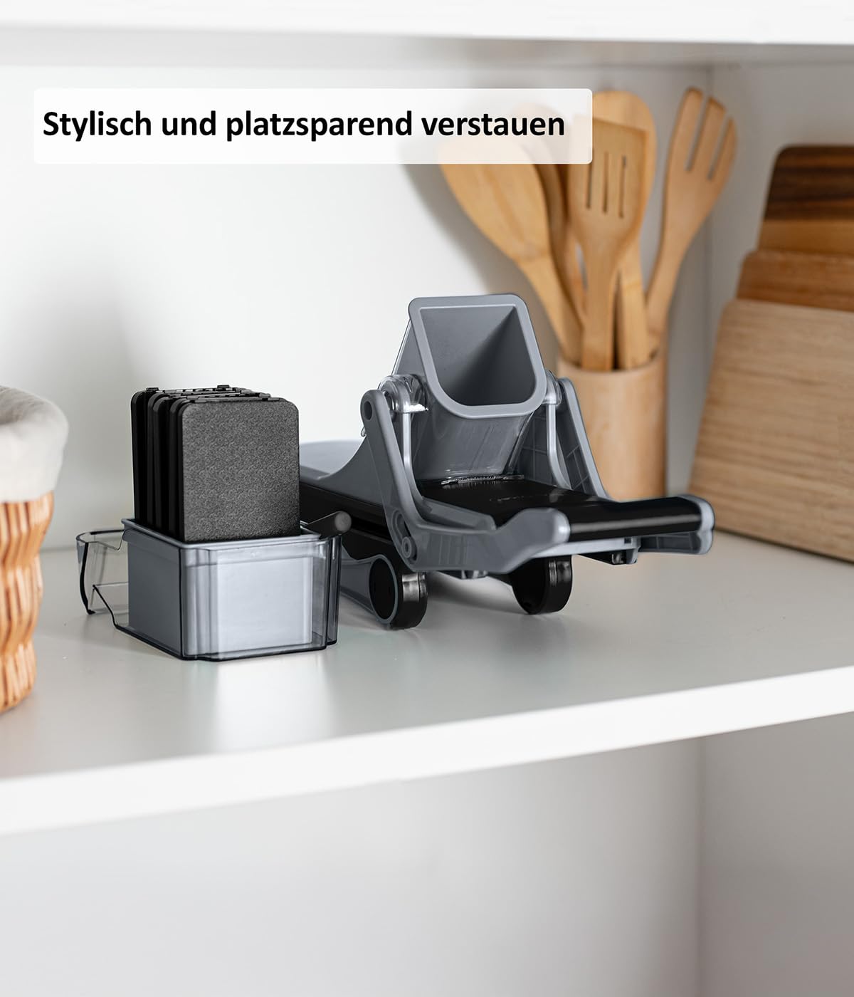 Genius Gemüseschneider Nicer Dicer Mando 12tlg., Gemüsehobel, Gemüse Schneider, Gurkenhobel, Mandoline Vegetable Chopper mit 6 austauschbaren Klingen, Küchenhobel (Rot-Grau) 3