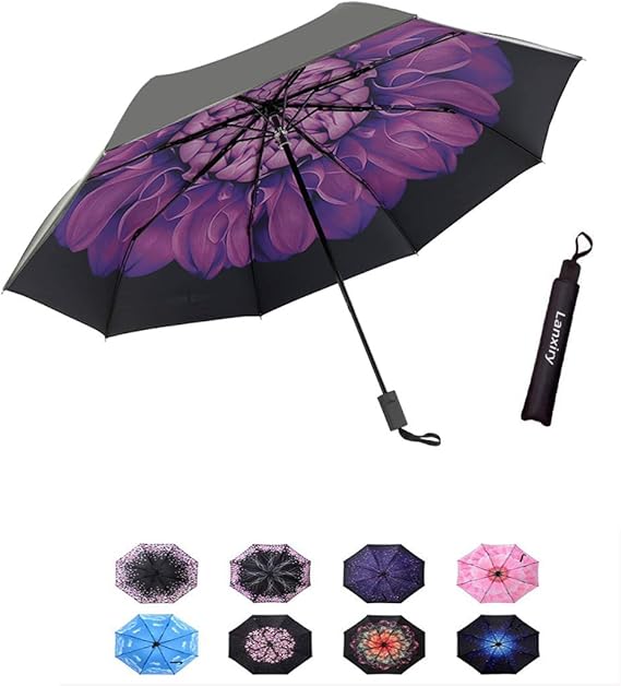 lanxiry Compact Travel Umbrella,Windproof Waterproof Stick Umbrella AntiUV