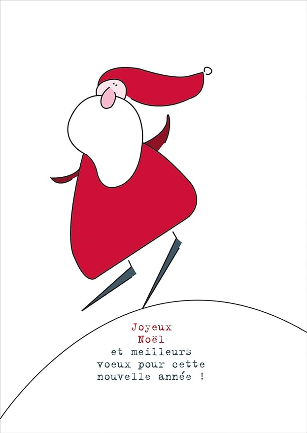Lustige Franzosische Weihnachtskarte Mit Schlittschuh Fahrendem Weihnachtsmann Joyeux Noel Et Meilleurs Voeux Pour Cette Nouvelle Annee Als Schoner Weihnachtsgruss Zu Neujahr Silvester Amazon De Kuche Haushalt
