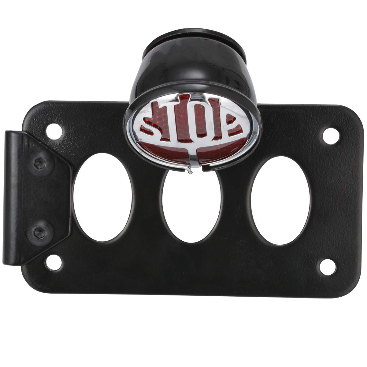 KATUR Black Motorcycle Tail Light Len Brake Light Running Light License Plate Light with Bracket Rear Light Fits for axle H onda Y amaha S uzuki K awasaki H arley B obber C hopper