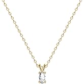 KristLand - 18K Gold Plated Dainty CZ Simulate Diamond Solitaire Marquise Flower Choker Chain Silver Necklace for Women Gift