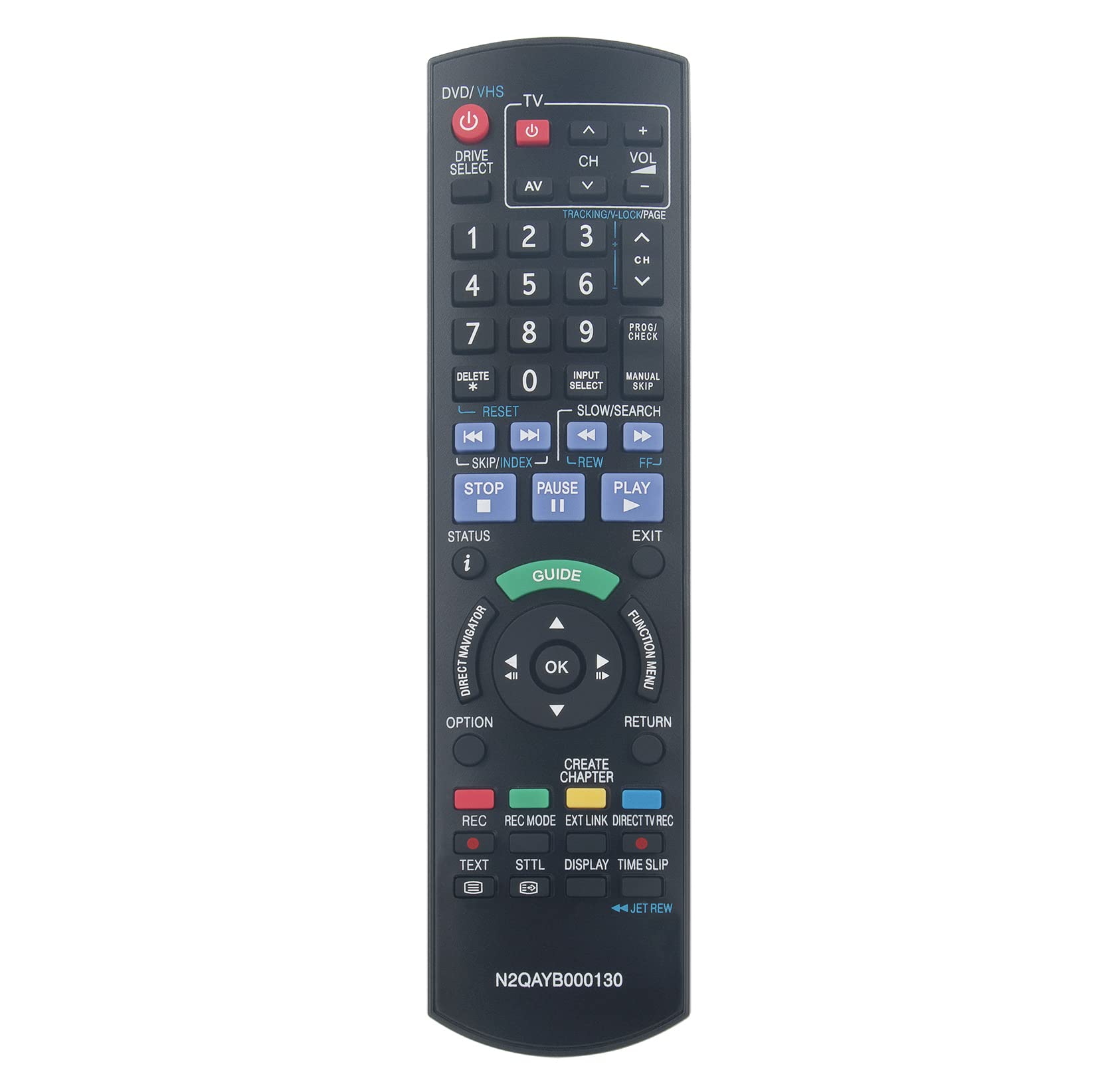 AULCMEET N2QAYB000130 Replacement Remote Control Compatible with Panasonic Multi Format Combi DVD Recorder DMR-EZ49V DMR-EZ48V DMR-EZ47V DMR-EZ45V