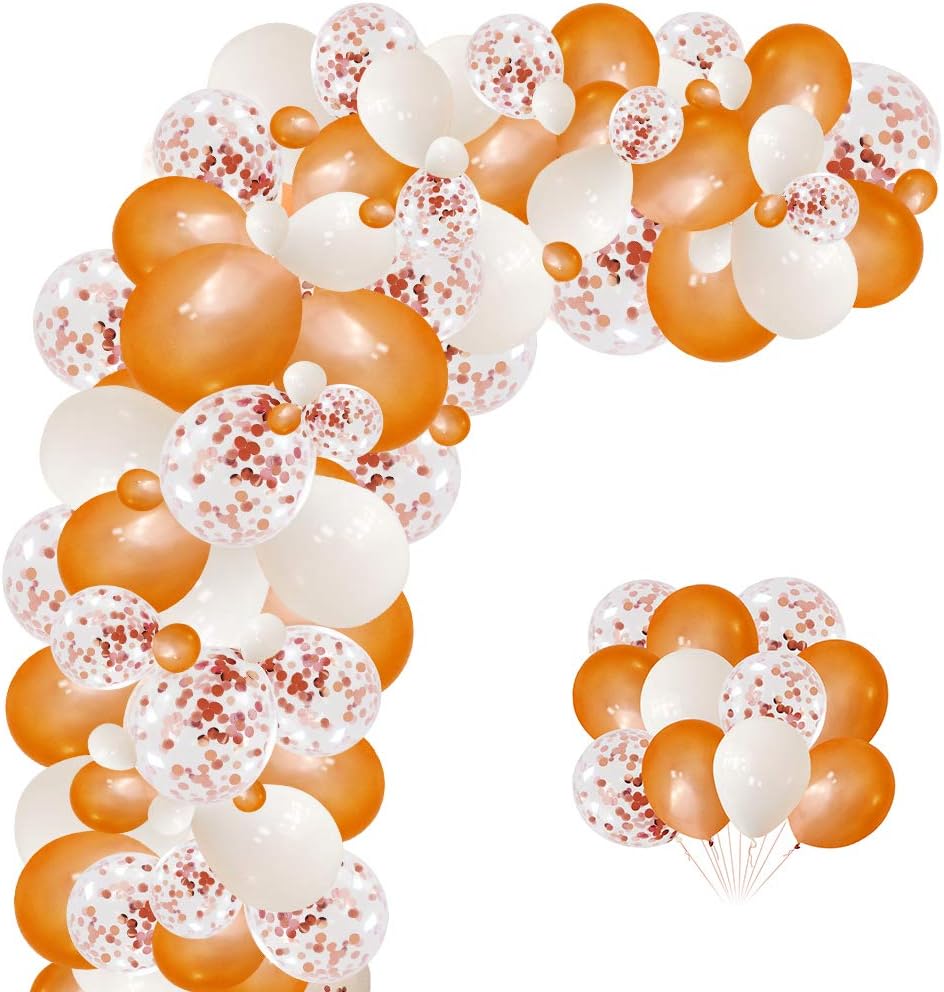 Elecrainbow 88 Pieces Party Balloons Arch Garland Kit for New Year, Christmas, Thanksgiving, Baby Shower, Graduation, White, Rose Gold Confetti Themed Party