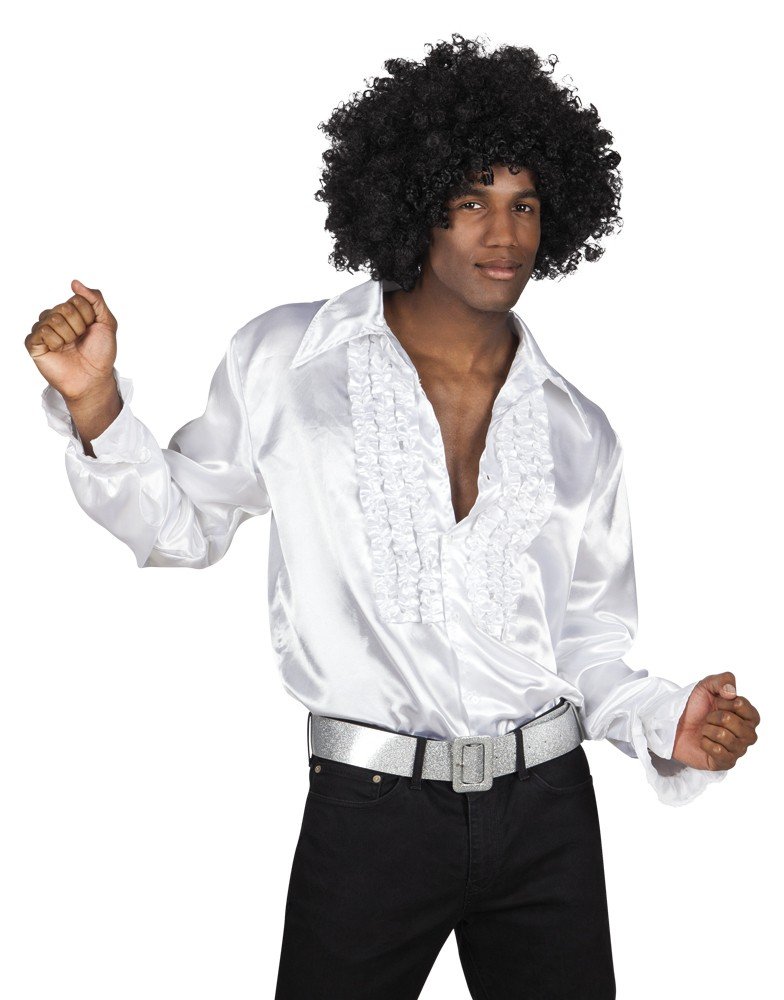 Shoperama 70s Ruffle Shirt for Men, 70s Disco Strike Move Bad Taste