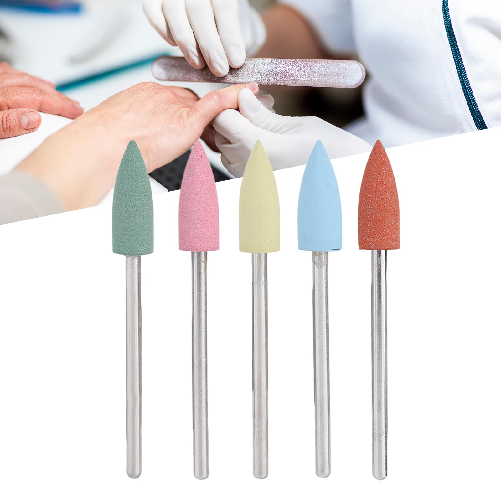 5pcs Nail Drill Bits, Cuticle Drill Bit, Drill Bits for Nails, Nail Bits for Nail Drill Nail Art Manicure Rubber Manicure Pedicure Nail Polishing Burr Accessory for Acrylic Gel Nail (F2)