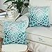 CaliTime Pack of 2 Cozy Fleece Throw Pillow Cases Covers for Couch Bed Sofa Manual Hand Painted Print Colorful Dahlia Compass 18 X 18 Inches Teal