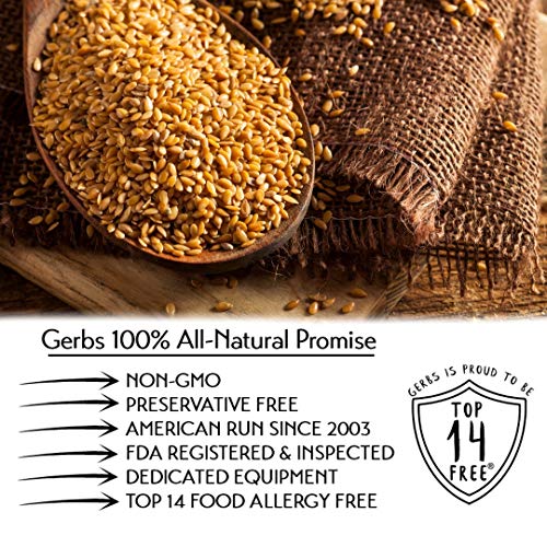 GERBS Raw Golden Flax Seeds 2 LBS. Premium Grade Freshly Harvested