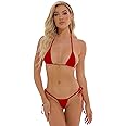 Oneheekini Women Hot See Through Micro Thong Bikini Triangle Halter Bathing Swimsuits