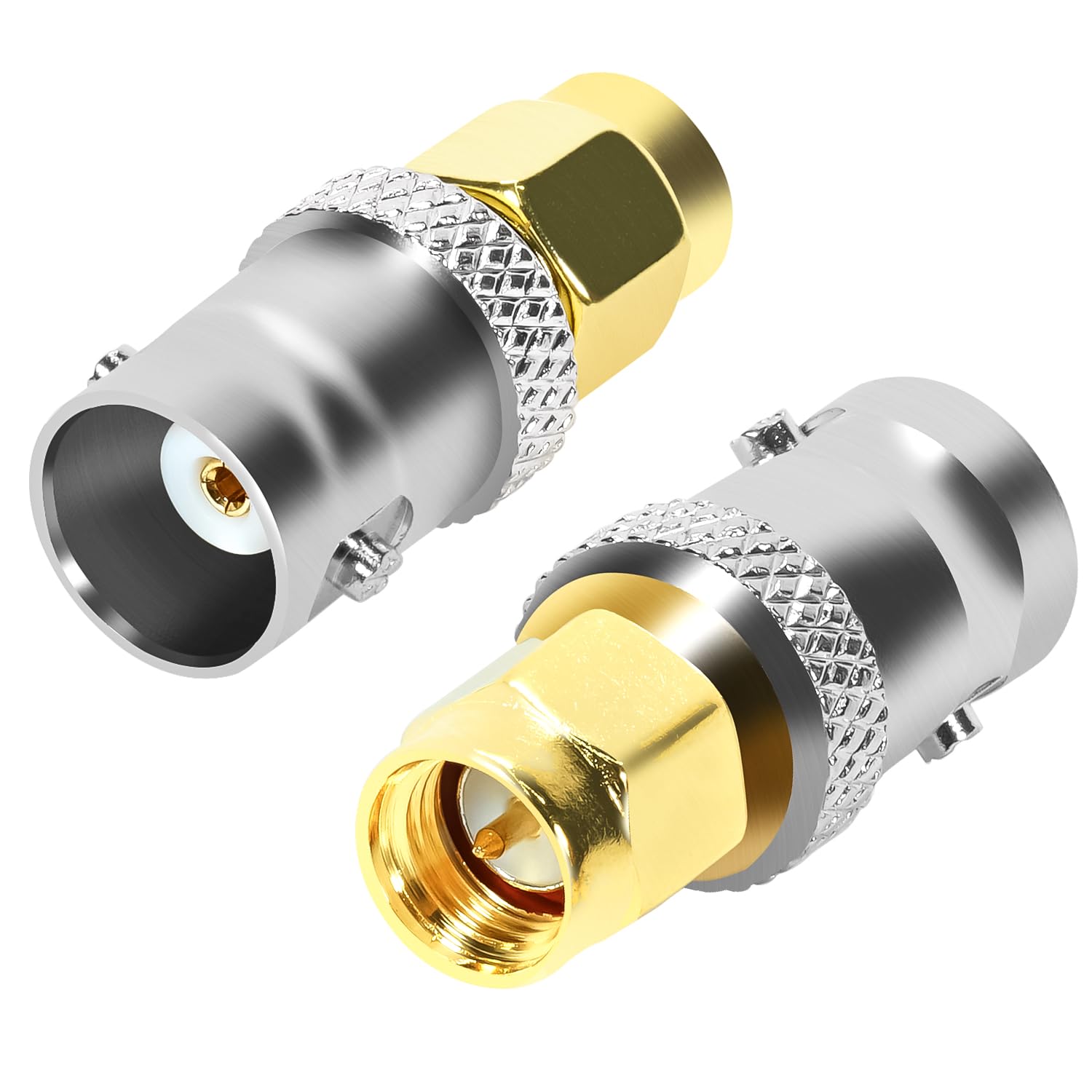 Fohevers 2 Pcs BNC Female Jack to SMA Male Plug Connector Coaxial Adapter for RF Antennas Wireless LAN Peripherals Wireless Portable Ham Radio