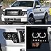 VIPMOTOZ LED Halo Ring Projector Headlight Assembly For 2009-2014 Ford F150 (Factory Halogen Model) - Matte Black Housing, Driver and Passenger Side