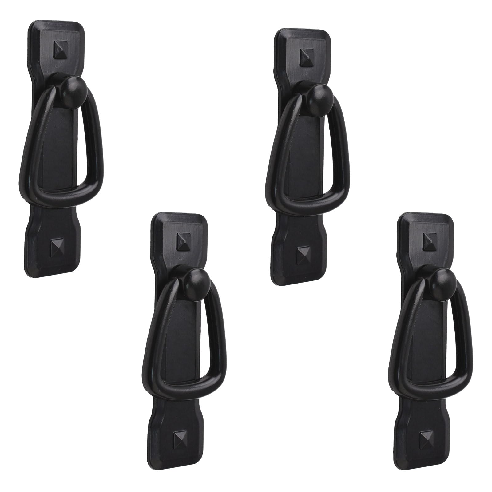 MOROBOR Vintage Drop Handles, 4PCS Black Door Ring Pull Handles Furniture Ring Pulls with Screws for Kitchen Cabinet Cupboard Dresser Drawer 95x25 mm