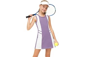 AOBUTE Girls Tennis Outfit 2 Piece Set Sportswear Tank Dress and Shorts 4-12Y