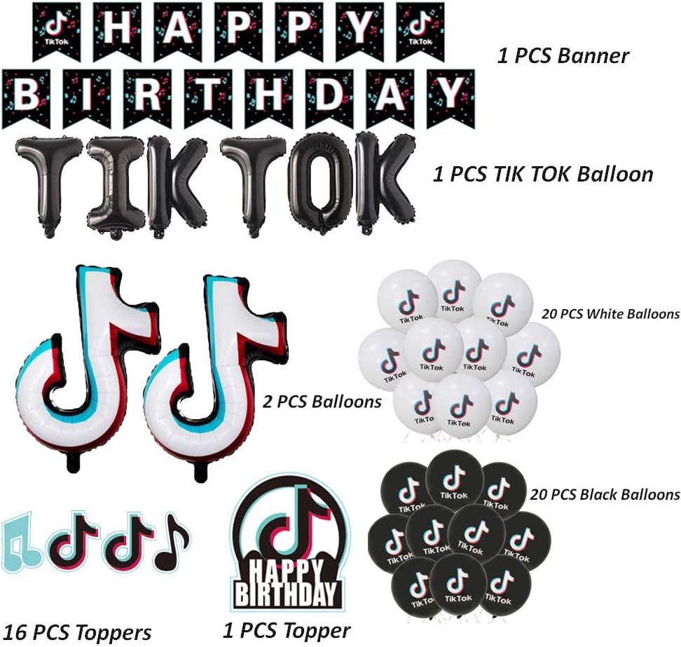 Party Packs Icluded Happy Birthday Banner Music Party Supplies For Kids Birthday Vwork Tiktok Birthday Party Decorations Cake Toppers Balloons Toys Games