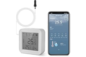 Chatthen Refrigerator Thermometer, WiFi Freezer App Alert, Free Data Export Freezer Temperature Monitor for Refrigerator, Fish Tank, Pool, Aquarium Accessories, White 2.2 inch with Screen