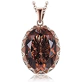 JewelryPalace Huge 8.5ct Oval Shape Natural Smoky Quartz Pendant Necklace for Women, 925 Sterling Silver Necklace for Her, Genuine Gemstone Jewelry sets 18 Inches Chain