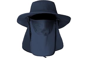 MOOONGEM Fishing Hats for Men, 3 in 1 Sun Hat with Removable Neck Flap and Face Cover, UV Sun Protection Wide Brim Fishing Hat