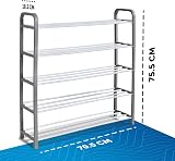 Keplin 5 Tier Shoe Rack Organiser Grey Quick Assembly No Tools 75.5x18.5x75.5cm view 2