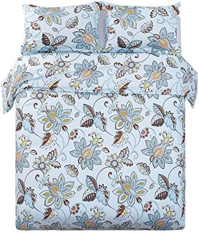 Word of Dream Luxuriously Soft Brushed Microfiber Floral Print 3PC Duvet Cover Set , Full/Queen