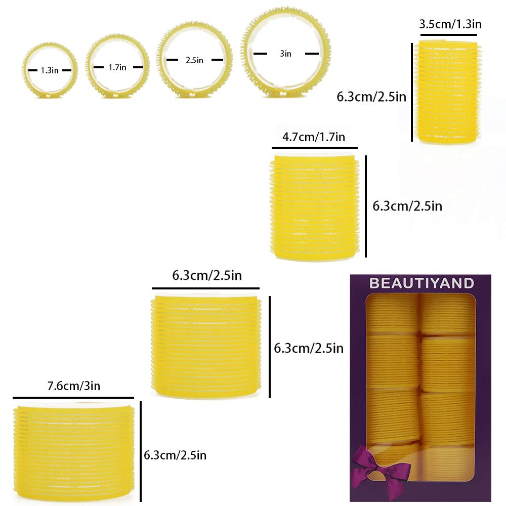 AFANSO Jumbo Size Hair Roller Sets, Self Grip, Salon Hair Dressing Curlers, 32 Pack (3 Inch Jumbo Plus, Jumbo, Large, Medium)