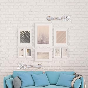 Rustic Wood Arrow Wall Decor -White Wall Mounted Wood Arrow Sign-Farmhouse Wall Decor, Set of 2