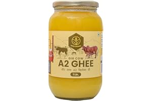 Shiva Organic Desi Gir Cow A2 Ghee | Bilona Method | Organic Grass-Fed | Pure Desi Ghee 33.81 Fl.Oz (1 Litre)