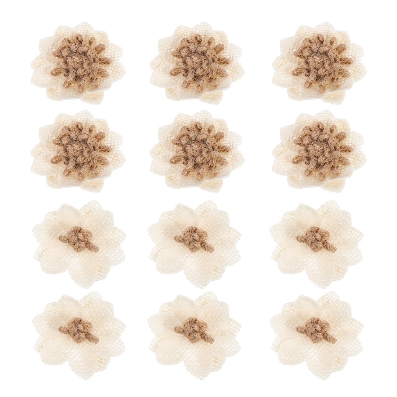 VINTORKY 12pcs Small Burlap Flowers Wedding Décor Hessian Burlap Flowers Linen Decor Hessian Ribbon Handmade Jute Handmade Flower Decorate Artificial