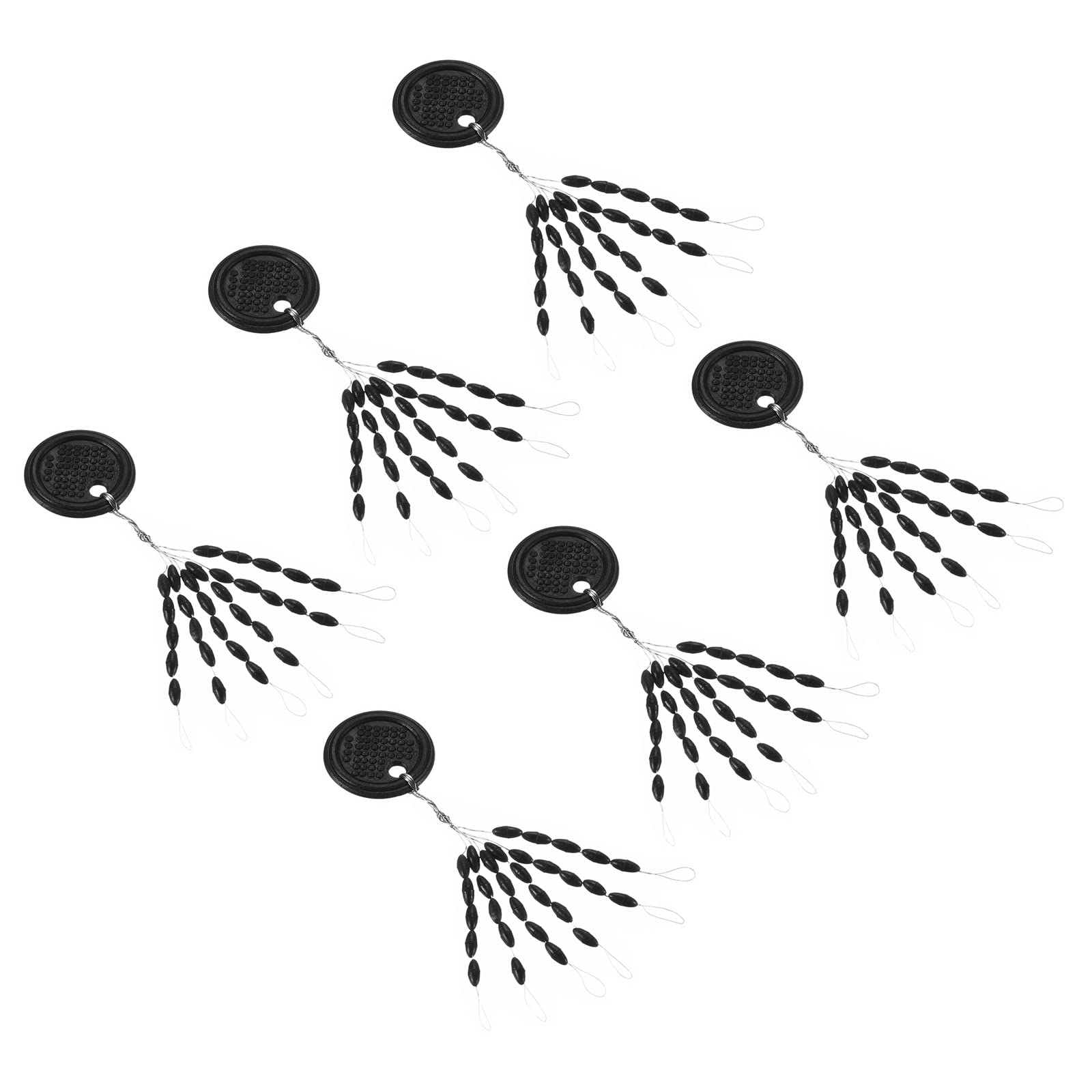 PATIKIL 2mm/0.08" Fishing Rubber Bobber Beads Stoppers, 450 Pieces 30 in 1 Float Sinker Stops Oval Shape, Black