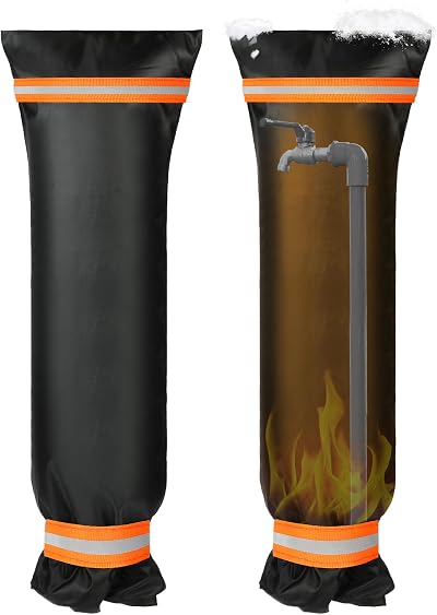 OFFCUP Outside Tap Covers 64x26 cm Insulated Faucet Protector Black Orange