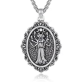 ixluck Hecate Wheel of Hecate Pendant Necklace Wicca Wiccan Moon Goddess Pagan Amulet Jewelry Hekate Necklace Gifts for Women Men