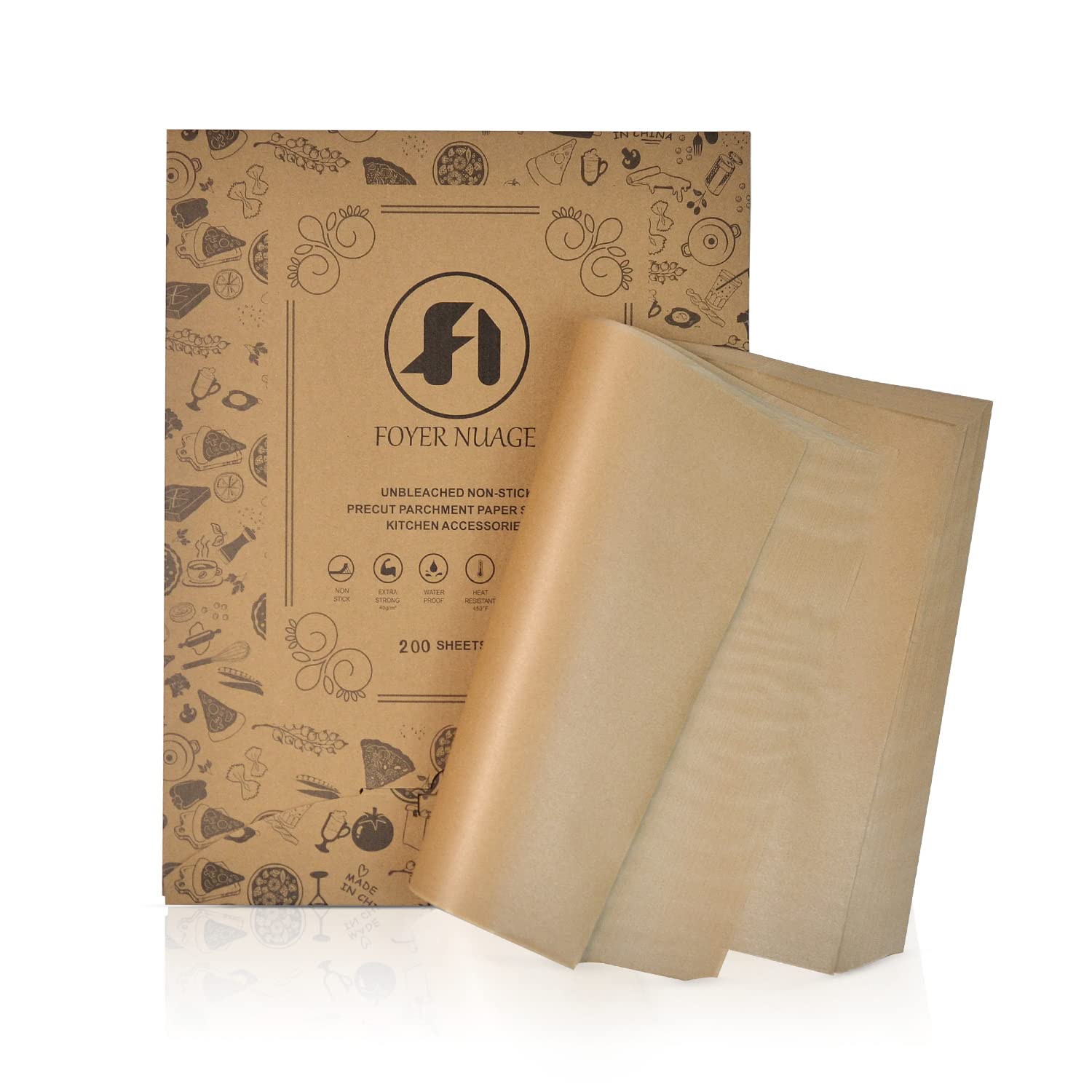 200 Pcs Parchment Paper Baking Sheets, 12x16 inch Baking Paper, Precut Non-Stick Parchment Sheets for Baking, Cooking, Grilling, Air Fryer and Steaming, Precut Silicone Baking Paper — image 1