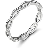 EAMTI 925 Sterling Silver Celtic Knot Ring Simple Criss Cross Infinity Wedding Band for Women Size 3-13
