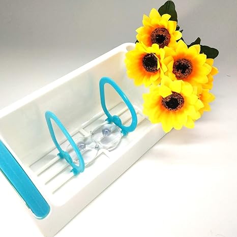 Amazon Co Jp ドレーンラックダブル吸盤カップスポンジワイプ空のボトルシンク収納ラックラグ調味料ボトル収納ボックスグローブボックス 青 Diy 工具 ガーデン