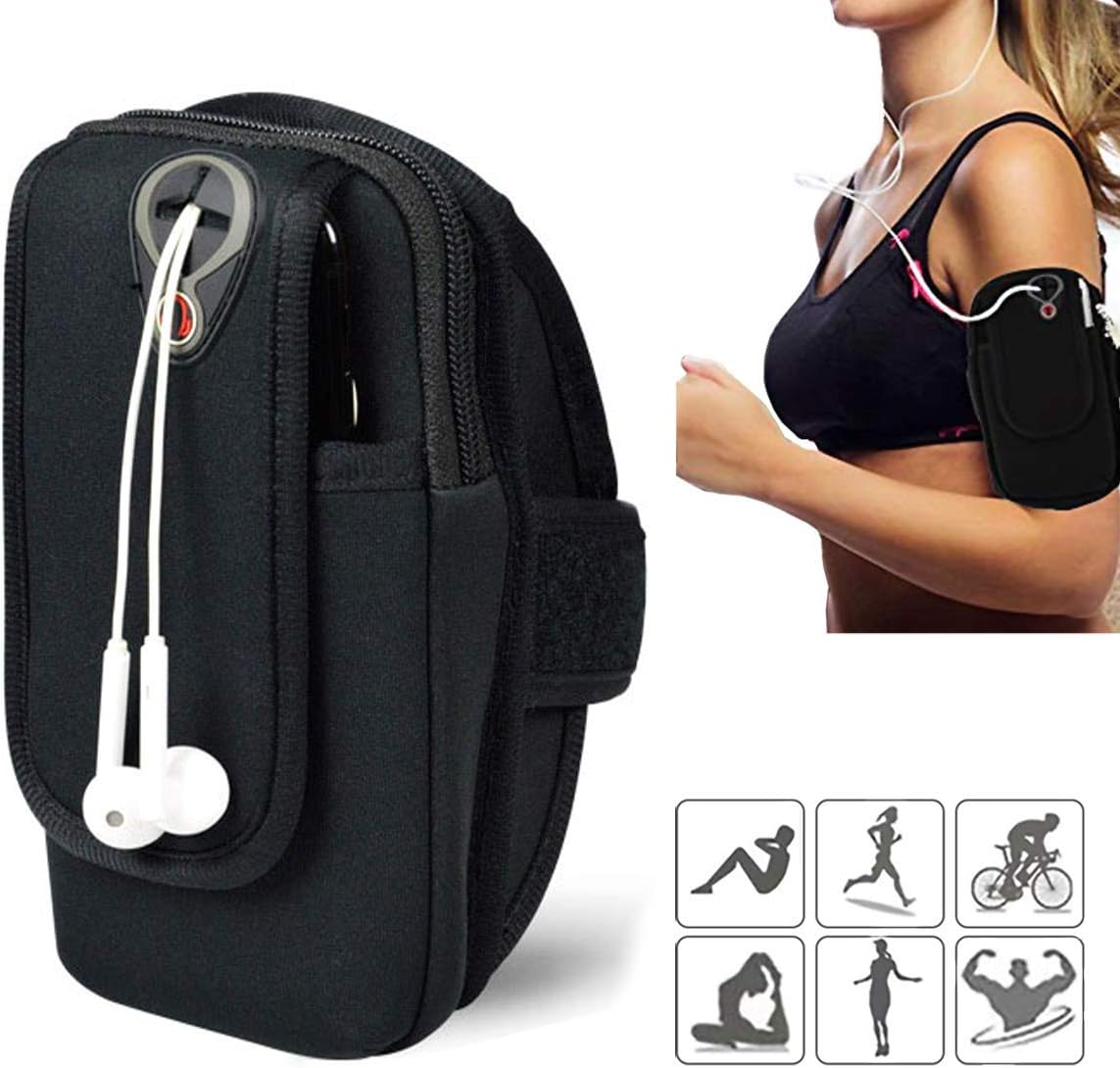 Running Armband for iphone 7, 8, X, XS,XR,Samsung S7, S8, S9, Plus, Note 8, Oneplus 5t, Pixel 2, Huawei P20 Pro(Up to 6" ) phone armband,running bag,arm band,phone running, Armband Bag (Black)