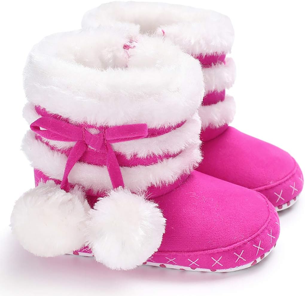 Cindear Infant Baby Boys Girls First Walker Shoes Suede Faux-Fur Lined Warm Winter Snow Boots for Newborn Baby Crib Shoes