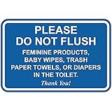 Classic Framed Please Do Not Flush Thank You Bathroom Etiquette Sign - Laser-Engraved Lettering | Durable ABS Plastic | Vibrant Colors - 4" x 6" (Blue) 1 Pack