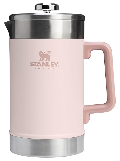 Stanley Classic Stay-Hot French Press Coffee Maker 48 oz | 5 Minute Brew, 4 Hours Hot | Mesh Filter for Coffee Grounds | Insulated Stainless Steel French Press | BPA-Free | Rose Quartz