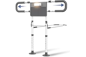 Agrish Bed Rails for Elderly Adults Safety - with Motion Light & Storage Pouch - Bed Assist Rails for Seniors, Surgery Patients & Handicap with Support Legs, Fit King Queen Full Twin Bed