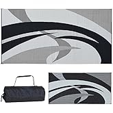 Reversible Mats 159181 Black & White Swirl Pattern Mat 9-Feet x 18-Feet)