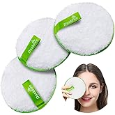 DaskFire Reusable Makeup Remover Pads, Facial Make Up Removal Wipes, Washable Face Cleaning Cloths, Hypoallergenic for Mascara, Eye Shadow, Lipstick, Foundation -3 pcs, 4.5" Dia