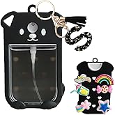 M.Zibos Puppy Silicone Case for Touchland Hand Sanitizer Spray 1FL OZ/30ML with Initial Letter Keychain and Charms, Cute Dog Design Protective Cover-Black S