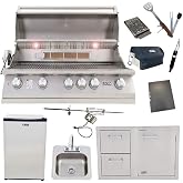 Lion 40-Inch Natural Gas Grill L90000 with Refrigerator and Door and Drawer Combo and Drop-In Sink with and 5 in 1 BBQ Tool Set Best of Backyard Package Deal
