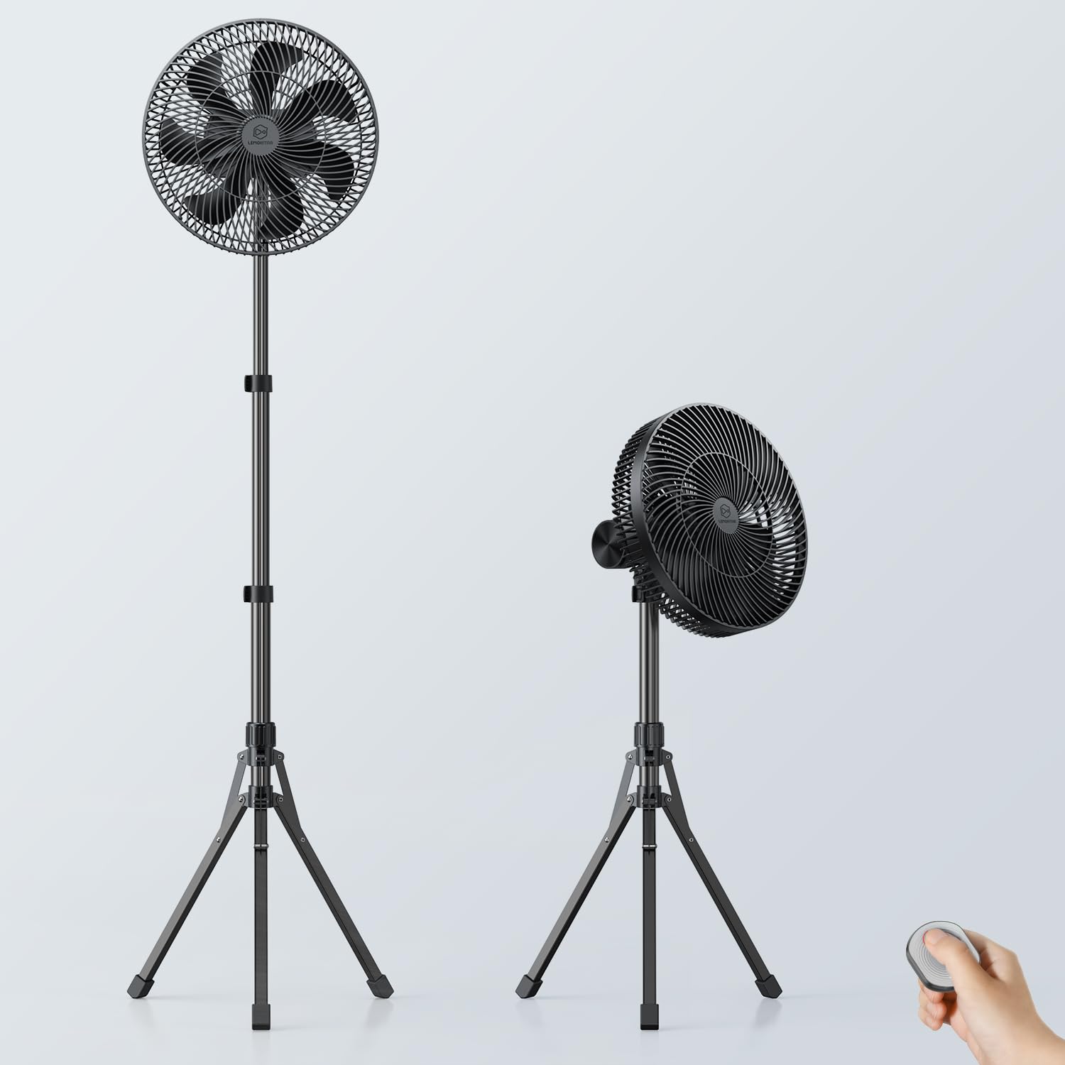 Photo 1 of 12” Portable Fan 16000mAh Battery Operated Rechargeable, Auto-Oscillating Pedestal Stand Fan, Adjustable Height, Remote Control, 4 Seeds, Timer, Cordless for Travel Camping Bedroom
