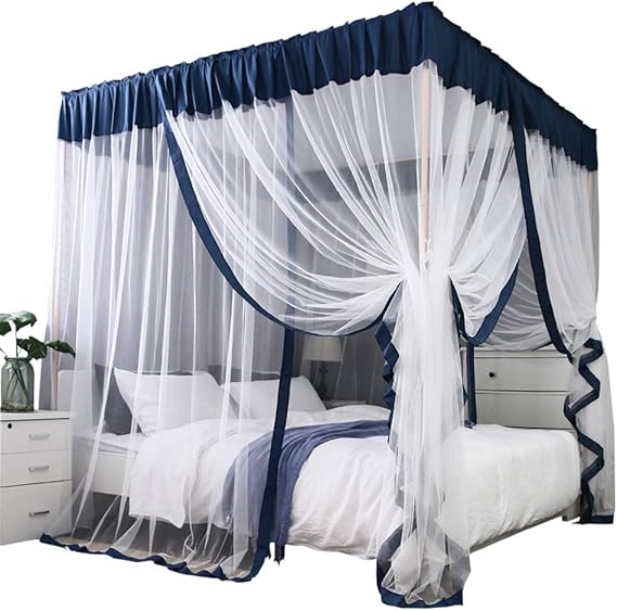 Mengersi Simple 4 Corners Post Curtain Bed Canopy Bed Frame