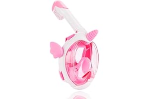 FLYBOO Snorkel Mask for Kids, Full Face Snorkeling Gear with180° Panoramic View, Snorkeling Set Anti-Fog Anti-Leak for Boys Girls