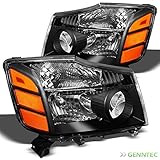 For 2004-2015 Titan, 2004-2007 Armada Black Replacement Headlights Front Lamps L+R Pair L+R/2005 2006 2007 2008 2009