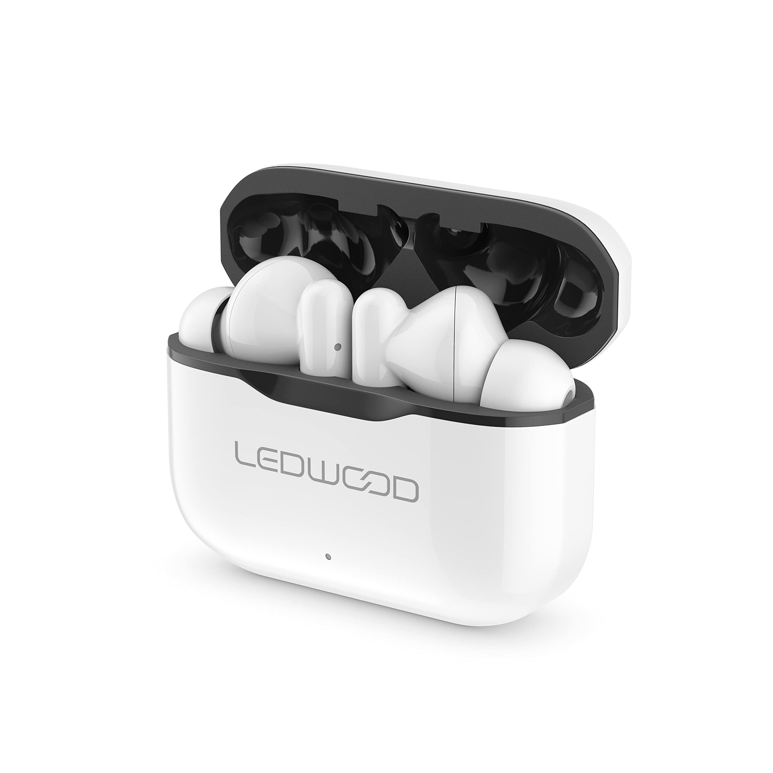 Ledwood Capella TWS Wireless Stereo Bluetooth 5.2 In-Ear Touch Earphones Super Bass Voice Assistant Compatible with iOS/Android (White/Black)